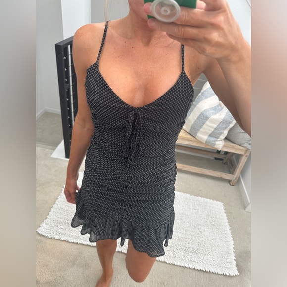 Storia black & white ruffle polka dot mini dress wedding formal event summer S - Picture 4 of 13